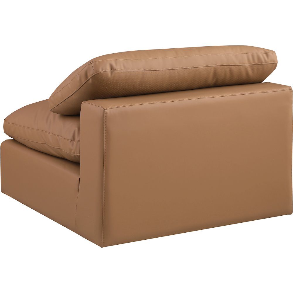 Comfy Cognac Vegan Leather Modular Armless Chair. Picture 5