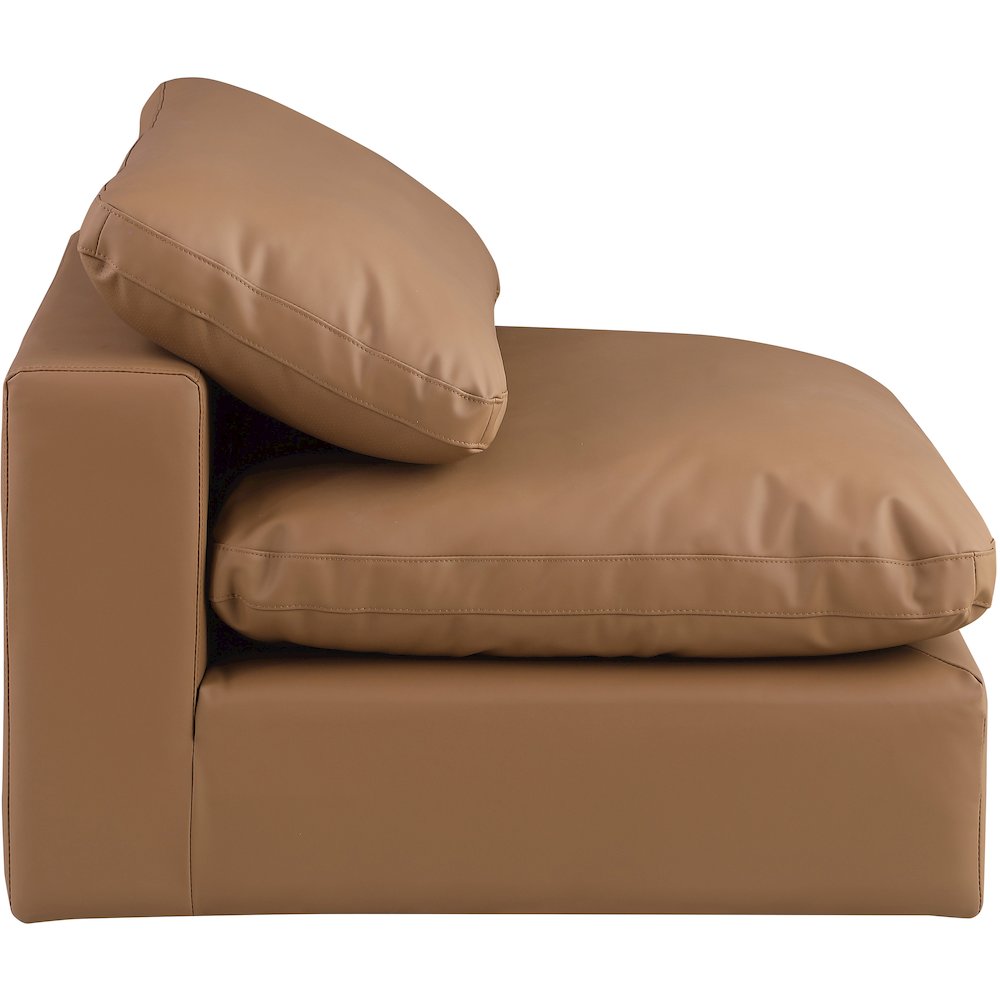 Comfy Cognac Vegan Leather Modular Armless Chair. Picture 6