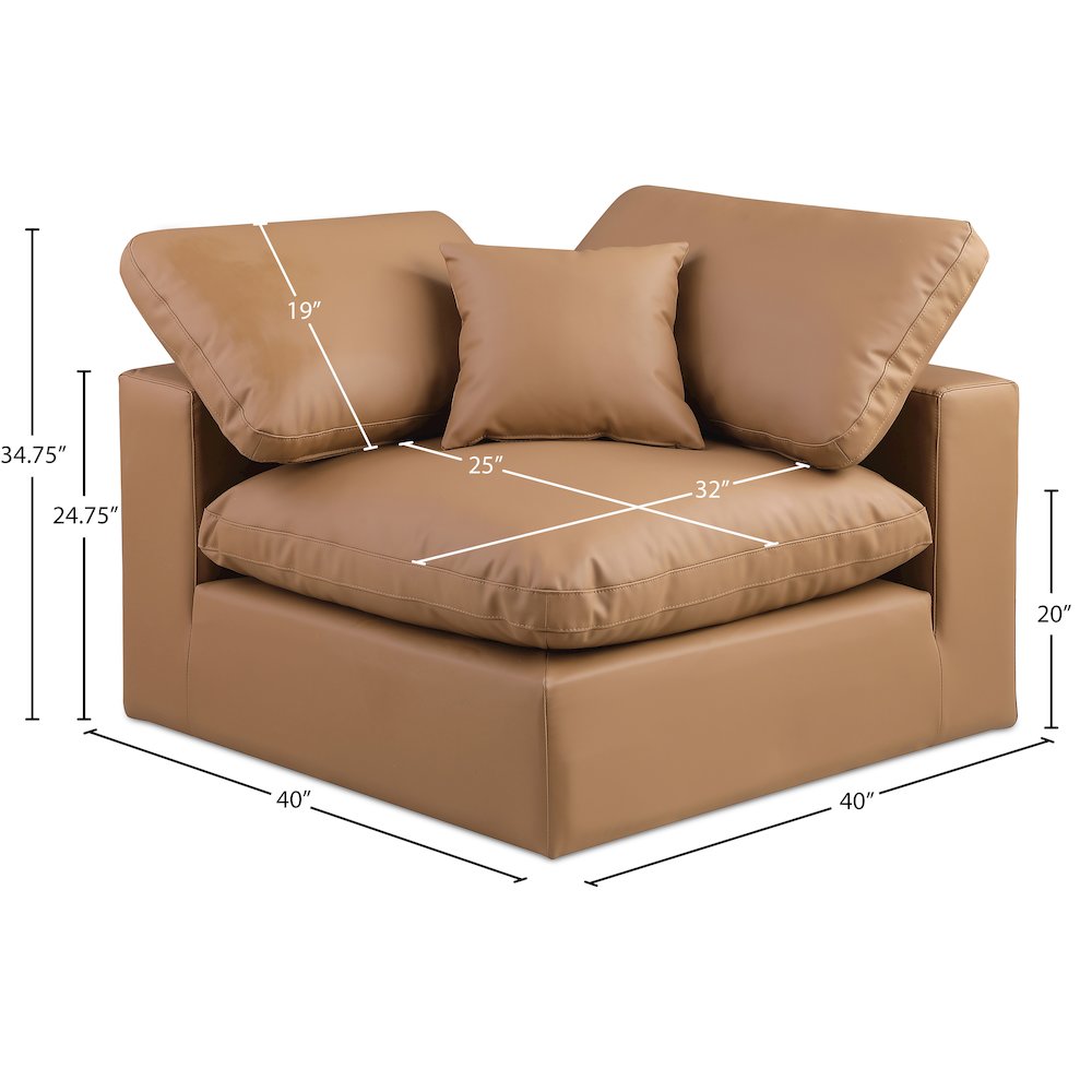 Comfy Cognac Vegan Leather Modular Corner Chair. Picture 10