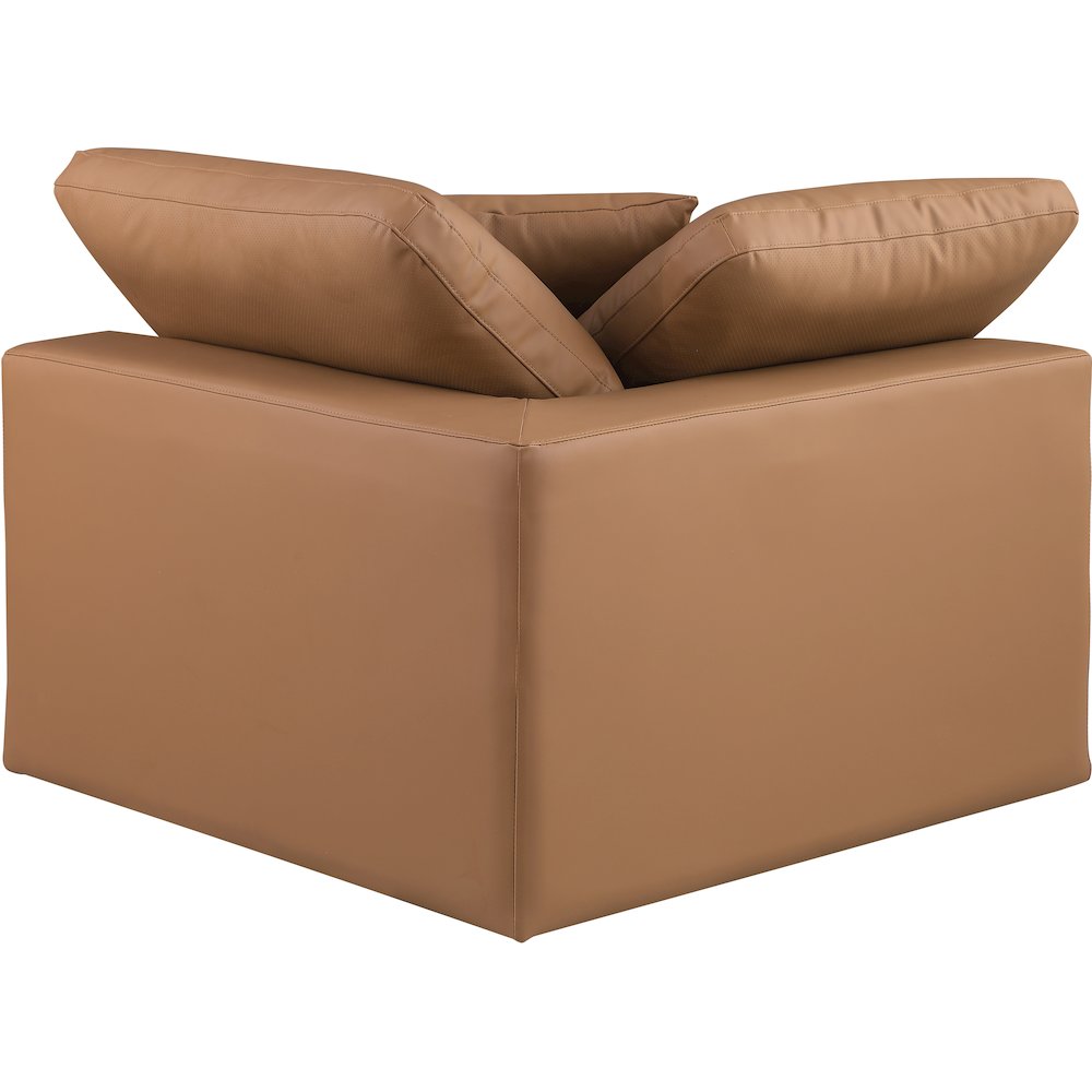 Comfy Cognac Vegan Leather Modular Corner Chair. Picture 3
