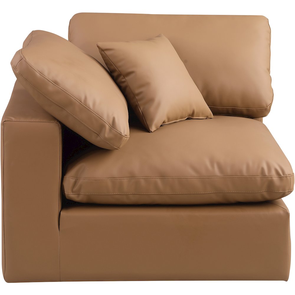 Comfy Cognac Vegan Leather Modular Corner Chair. Picture 4