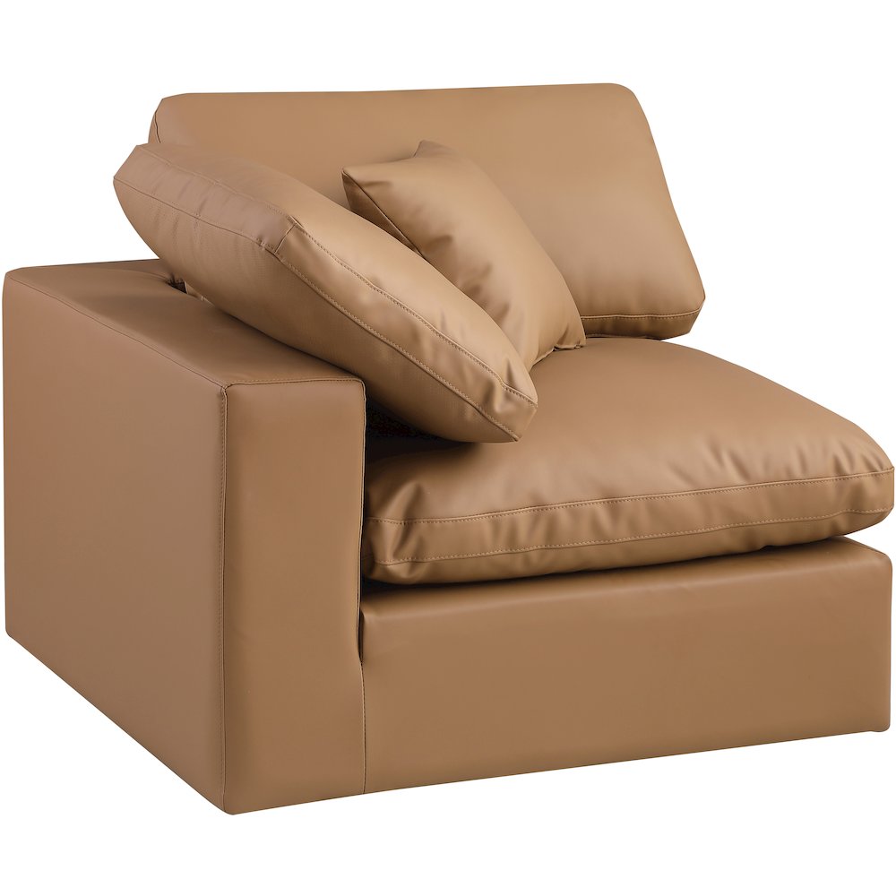 Comfy Cognac Vegan Leather Modular Corner Chair. Picture 5