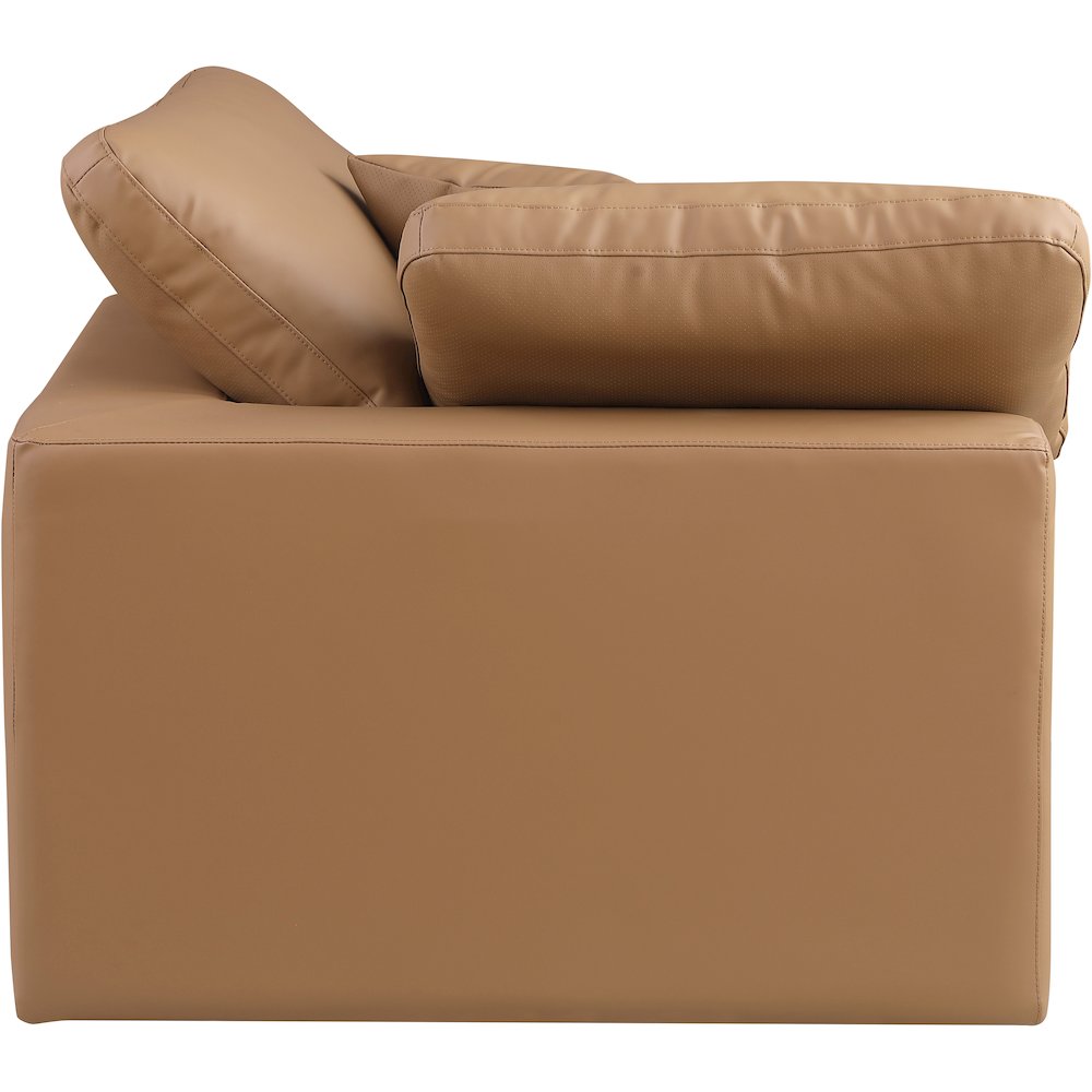 Comfy Cognac Vegan Leather Modular Corner Chair. Picture 6