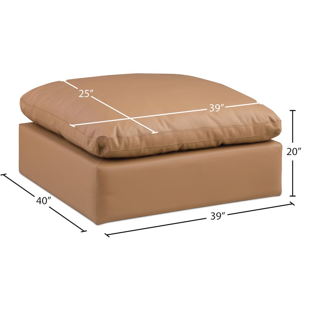 Comfy Cognac Vegan Leather Modular Ottoman. Picture 5