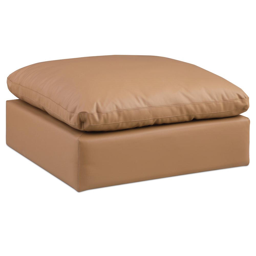 Comfy Cognac Vegan Leather Modular Ottoman. Picture 1