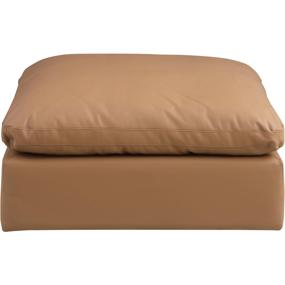 Comfy Cognac Vegan Leather Modular Ottoman. Picture 3