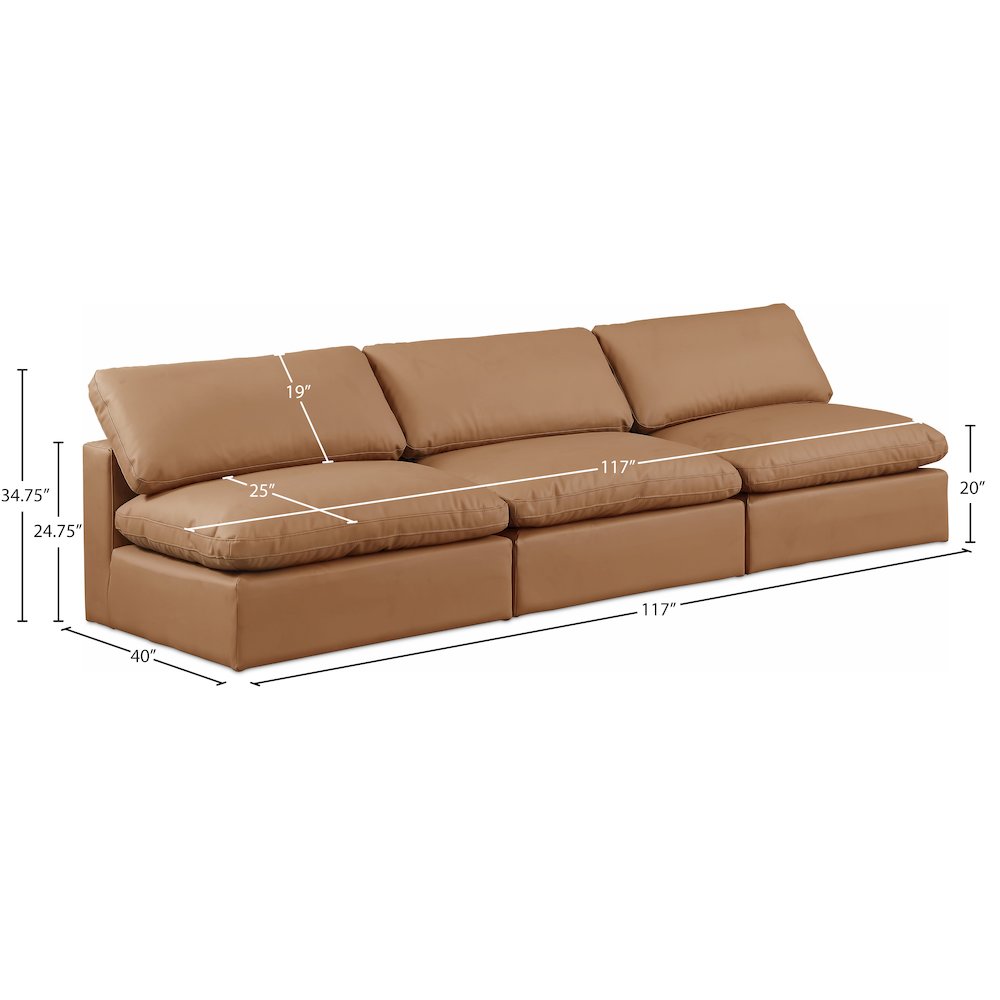 Comfy Cognac Vegan Leather Modular Sofa. Picture 9