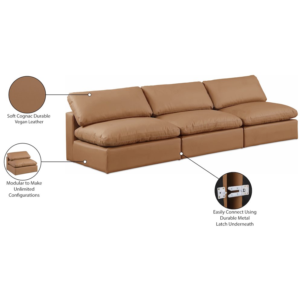 Comfy Cognac Vegan Leather Modular Sofa. Picture 10