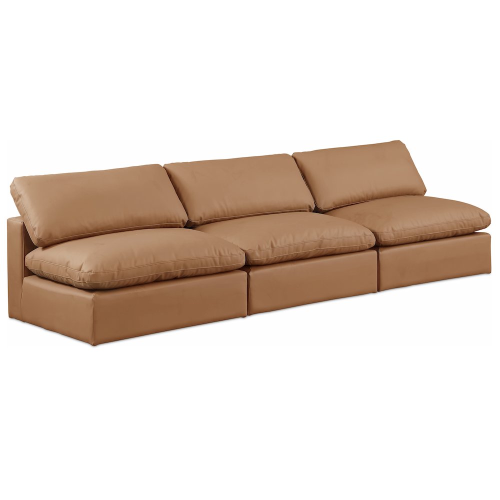 Comfy Cognac Vegan Leather Modular Sofa. Picture 1