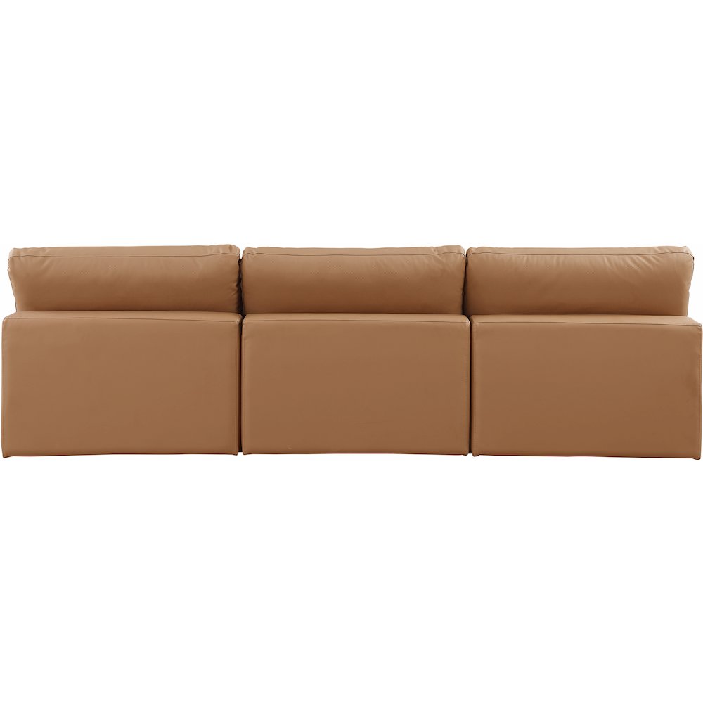 Comfy Cognac Vegan Leather Modular Sofa. Picture 3