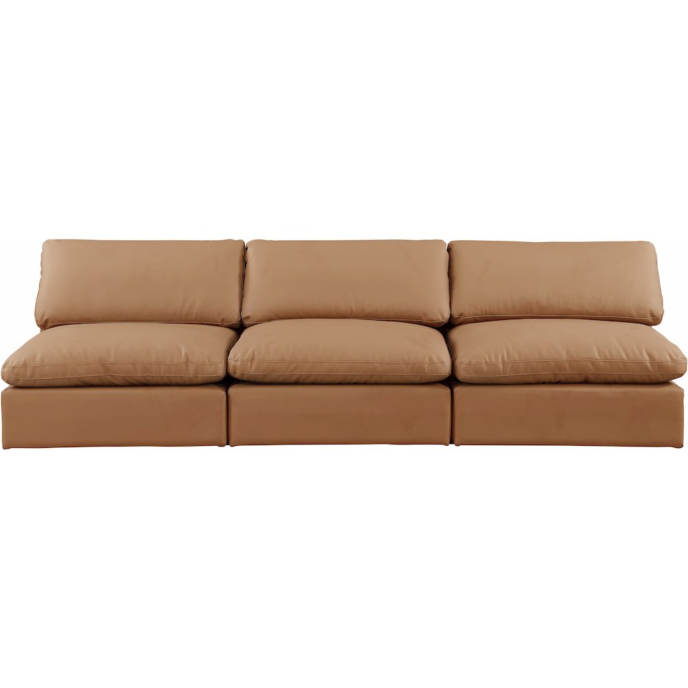 Comfy Cognac Vegan Leather Modular Sofa. Picture 4