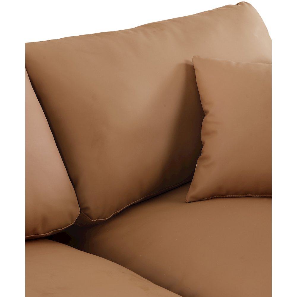 Comfy Cognac Vegan Leather Modular Sofa. Picture 7