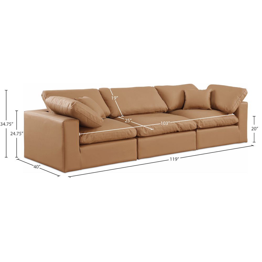 Comfy Cognac Vegan Leather Modular Sofa. Picture 9