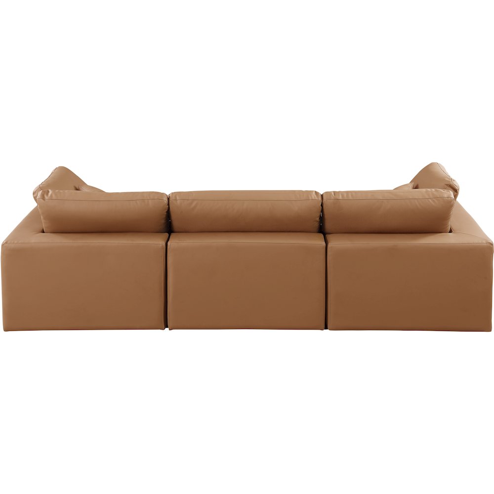 Comfy Cognac Vegan Leather Modular Sofa. Picture 3