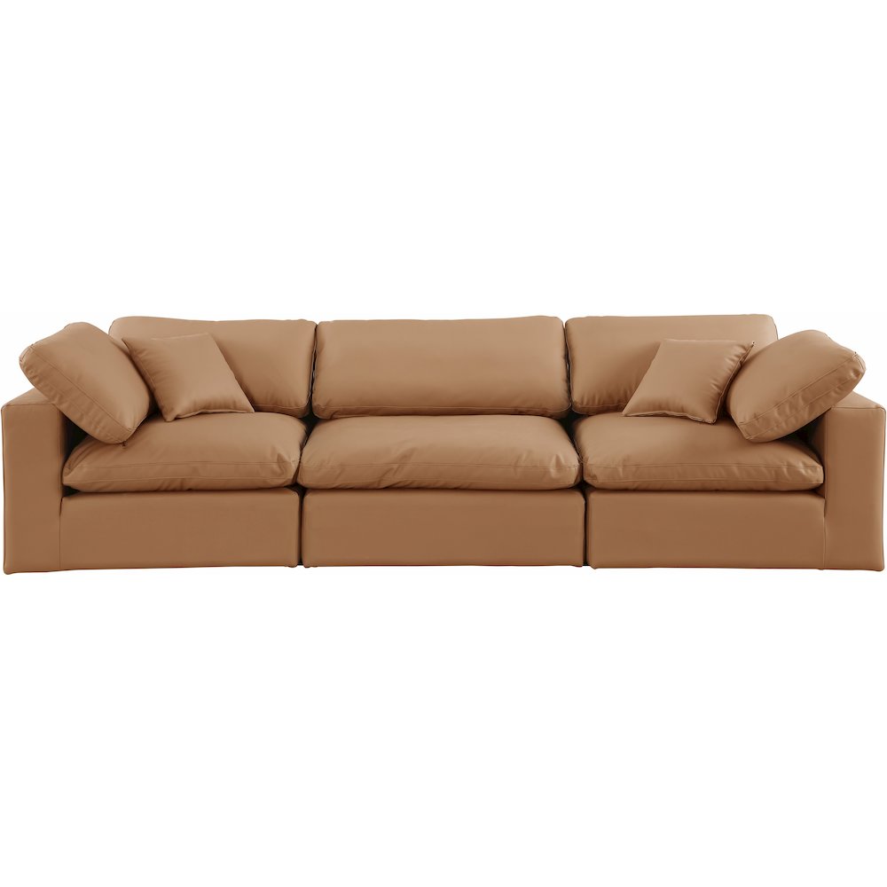 Comfy Cognac Vegan Leather Modular Sofa. Picture 4