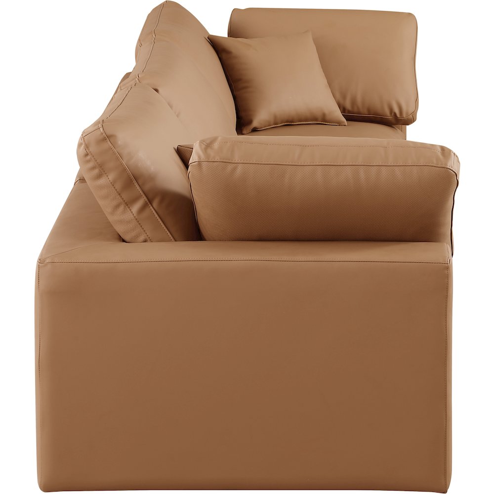 Comfy Cognac Vegan Leather Modular Sofa. Picture 5