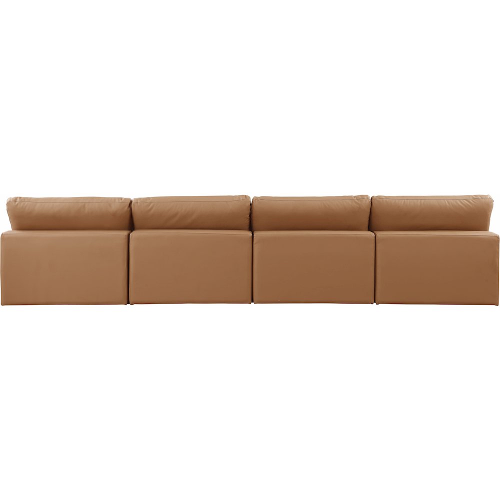 Comfy Cognac Vegan Leather Modular Sofa. Picture 3