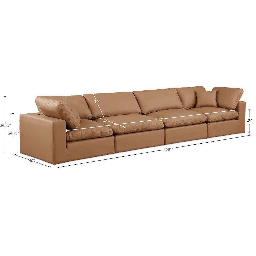 Comfy Cognac Vegan Leather Modular Sofa. Picture 9