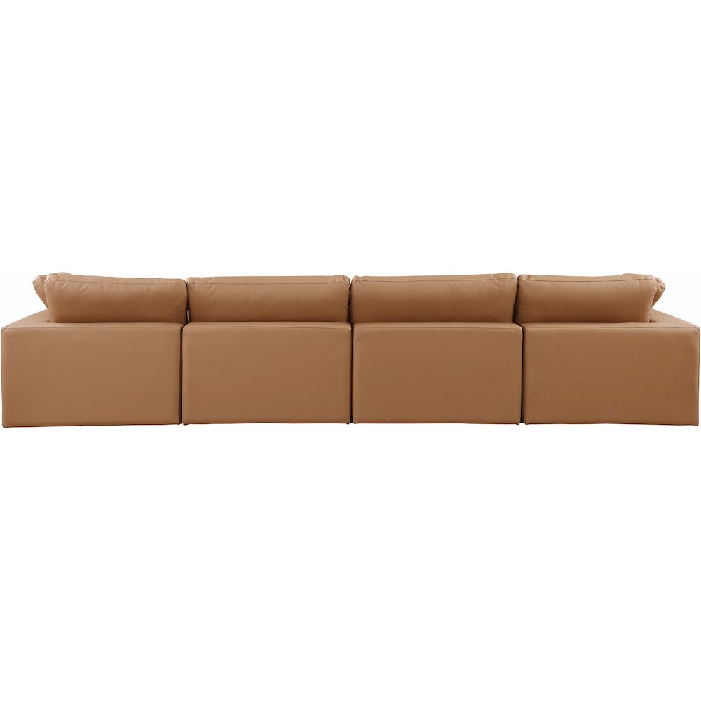 Comfy Cognac Vegan Leather Modular Sofa. Picture 3