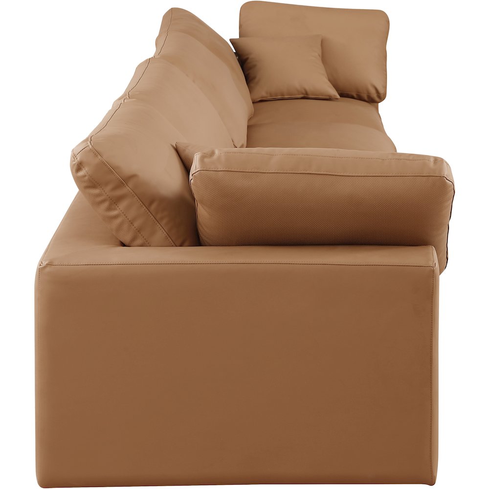 Comfy Cognac Vegan Leather Modular Sofa. Picture 5