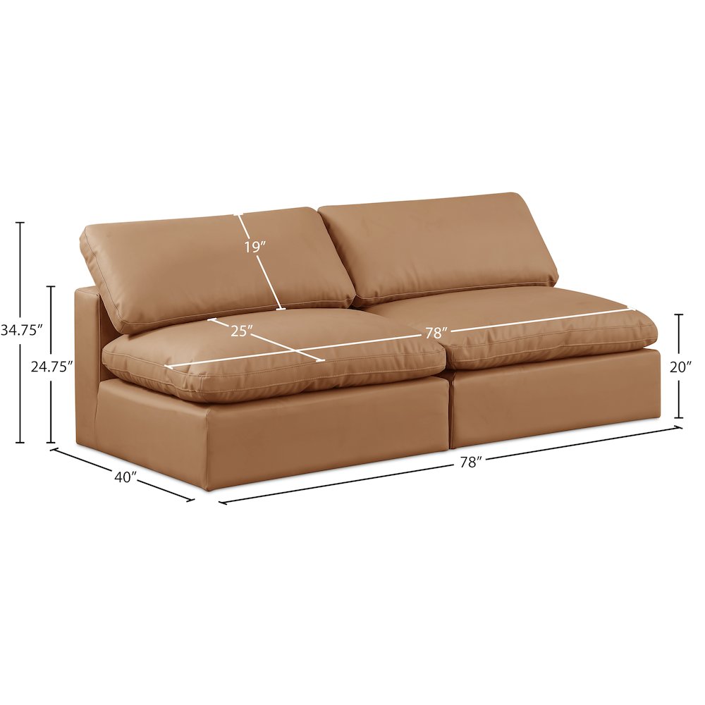 Comfy Cognac Vegan Leather Modular Sofa. Picture 9