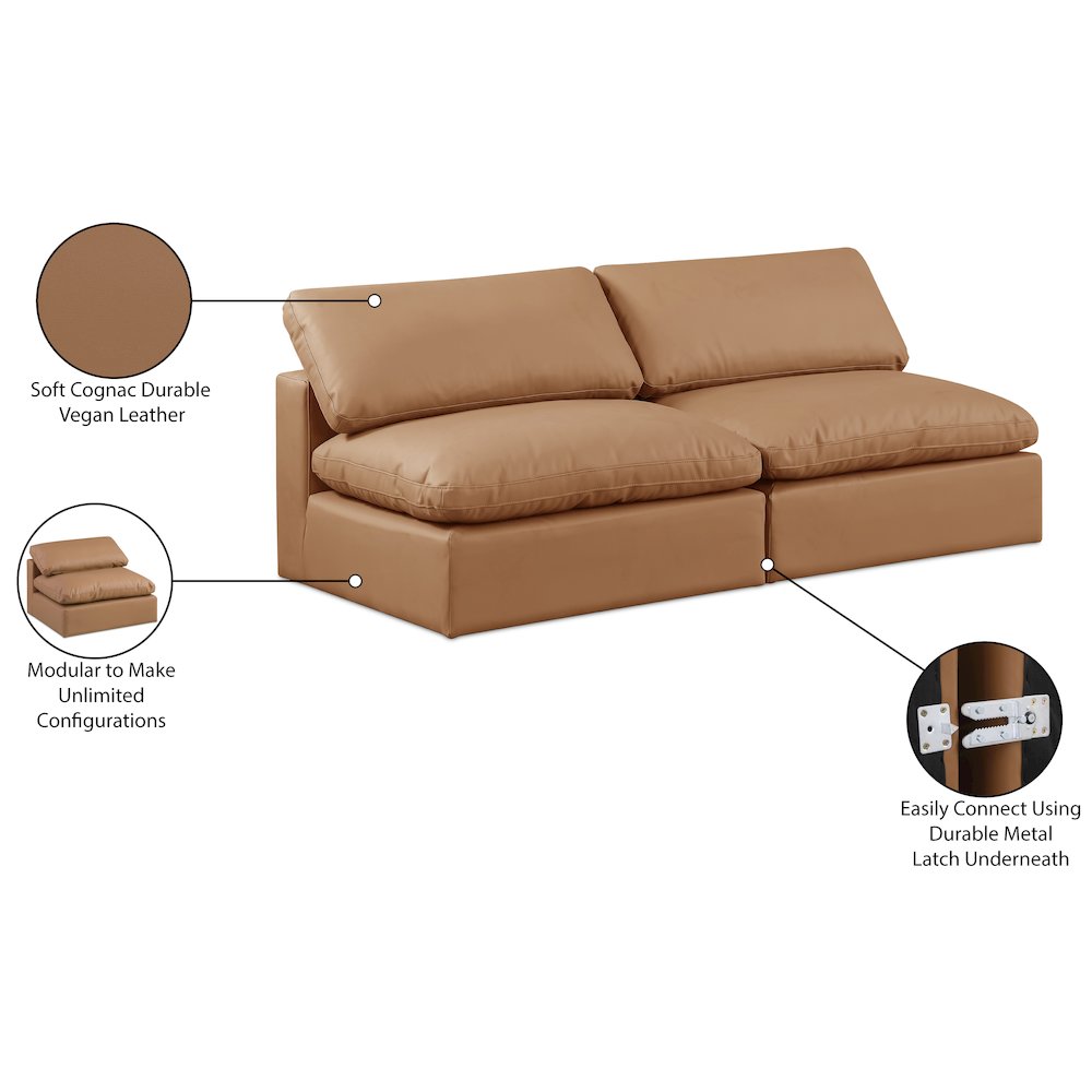 Comfy Cognac Vegan Leather Modular Sofa. Picture 10