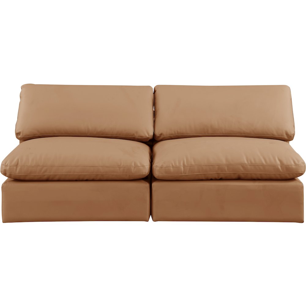 Comfy Cognac Vegan Leather Modular Sofa. Picture 4