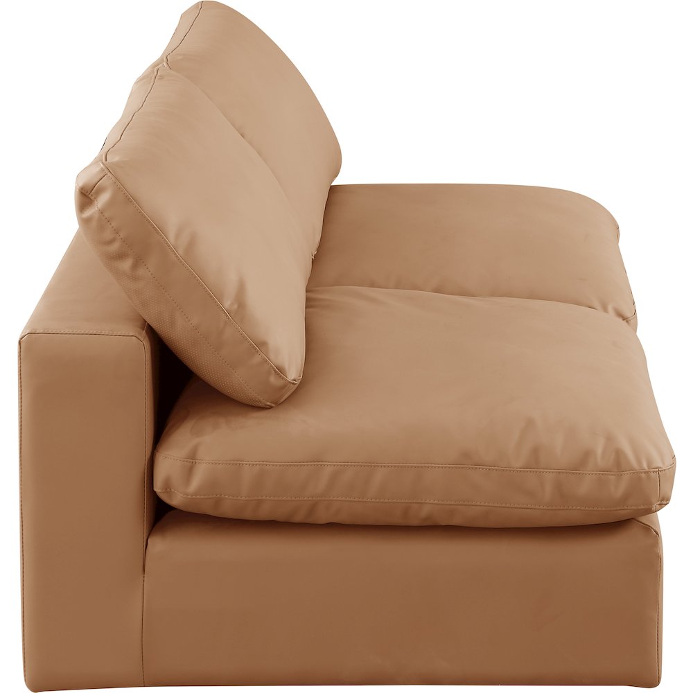 Comfy Cognac Vegan Leather Modular Sofa. Picture 5