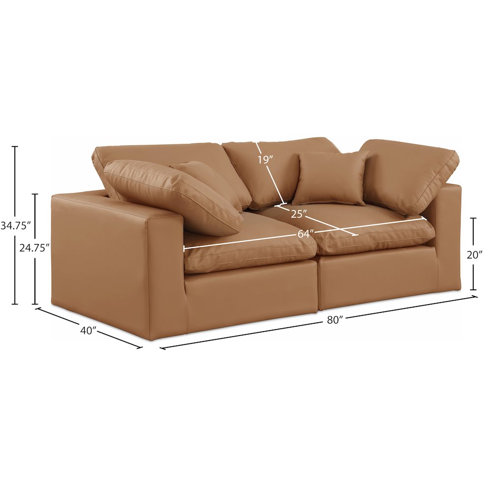 Comfy Cognac Vegan Leather Modular Sofa. Picture 9