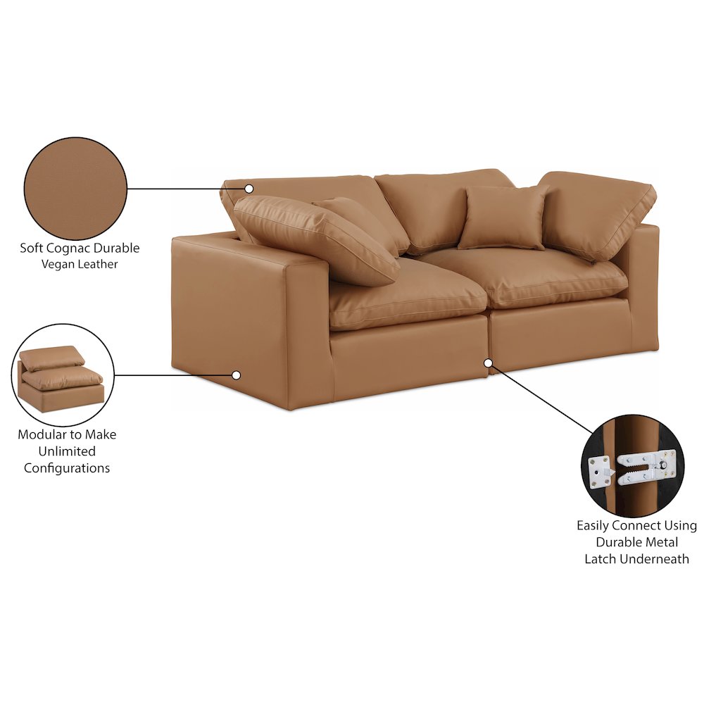 Comfy Cognac Vegan Leather Modular Sofa. Picture 10