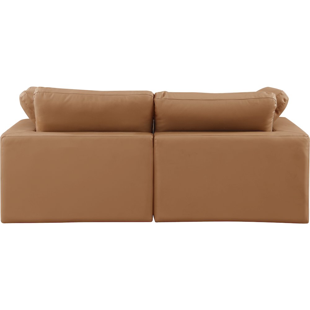 Comfy Cognac Vegan Leather Modular Sofa. Picture 3