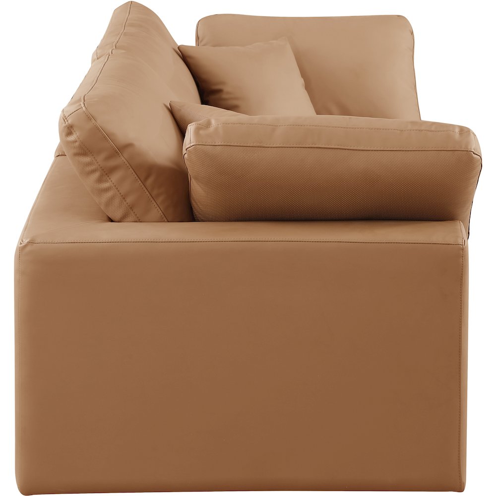 Comfy Cognac Vegan Leather Modular Sofa. Picture 5