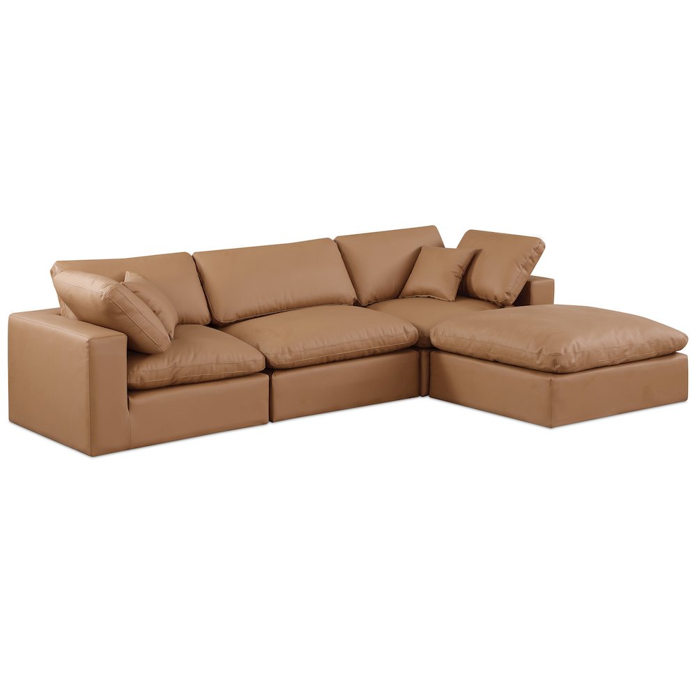 Comfy Cognac Vegan Leather Modular Sectional. Picture 1