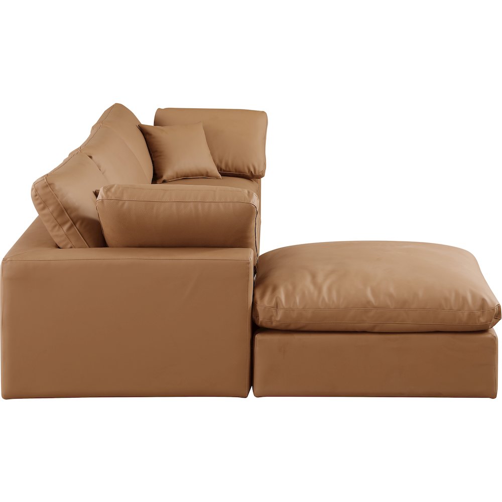 Comfy Cognac Vegan Leather Modular Sectional. Picture 10