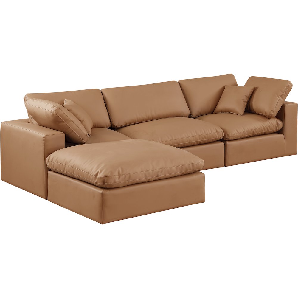 Comfy Cognac Vegan Leather Modular Sectional. Picture 2