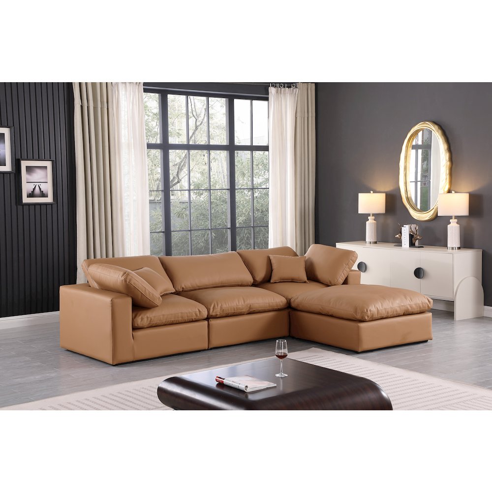 Comfy Cognac Vegan Leather Modular Sectional. Picture 3