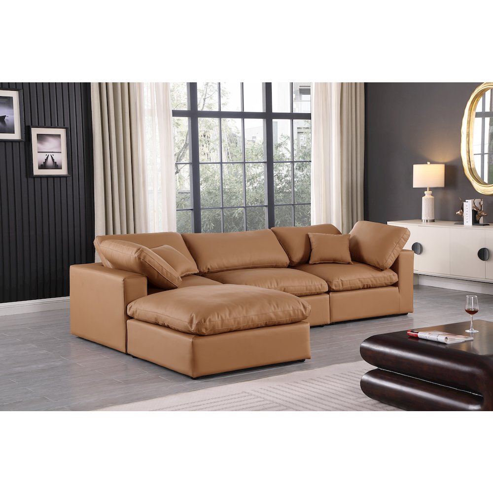 Comfy Cognac Vegan Leather Modular Sectional. Picture 4
