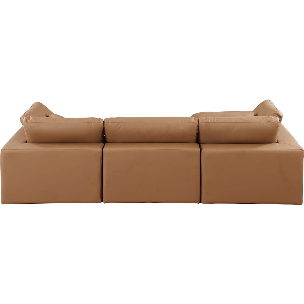 Comfy Cognac Vegan Leather Modular Sectional. Picture 6