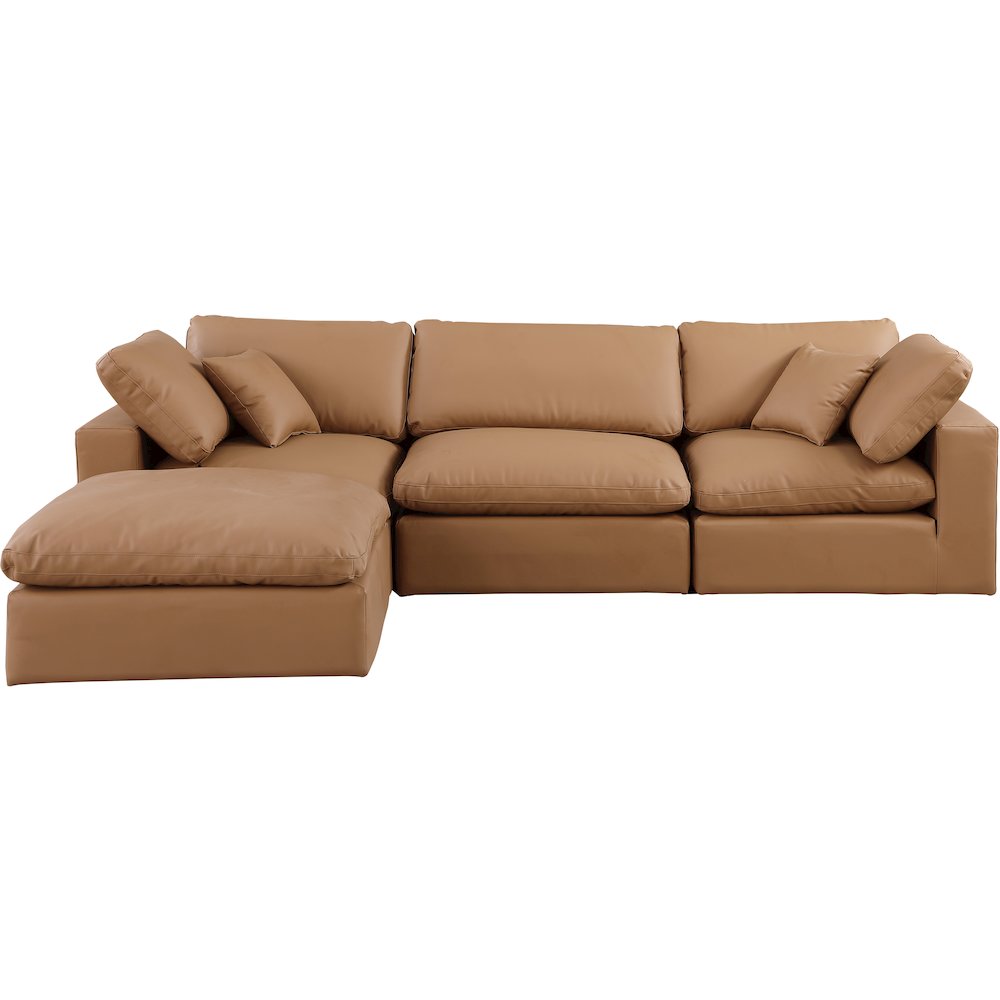 Comfy Cognac Vegan Leather Modular Sectional. Picture 7