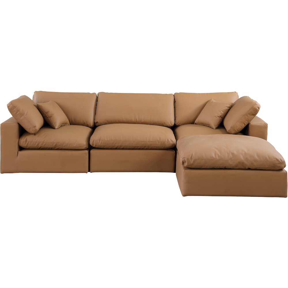 Comfy Cognac Vegan Leather Modular Sectional. Picture 8