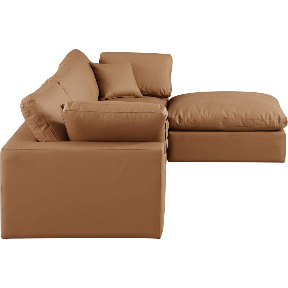 Comfy Cognac Vegan Leather Modular Sectional. Picture 9