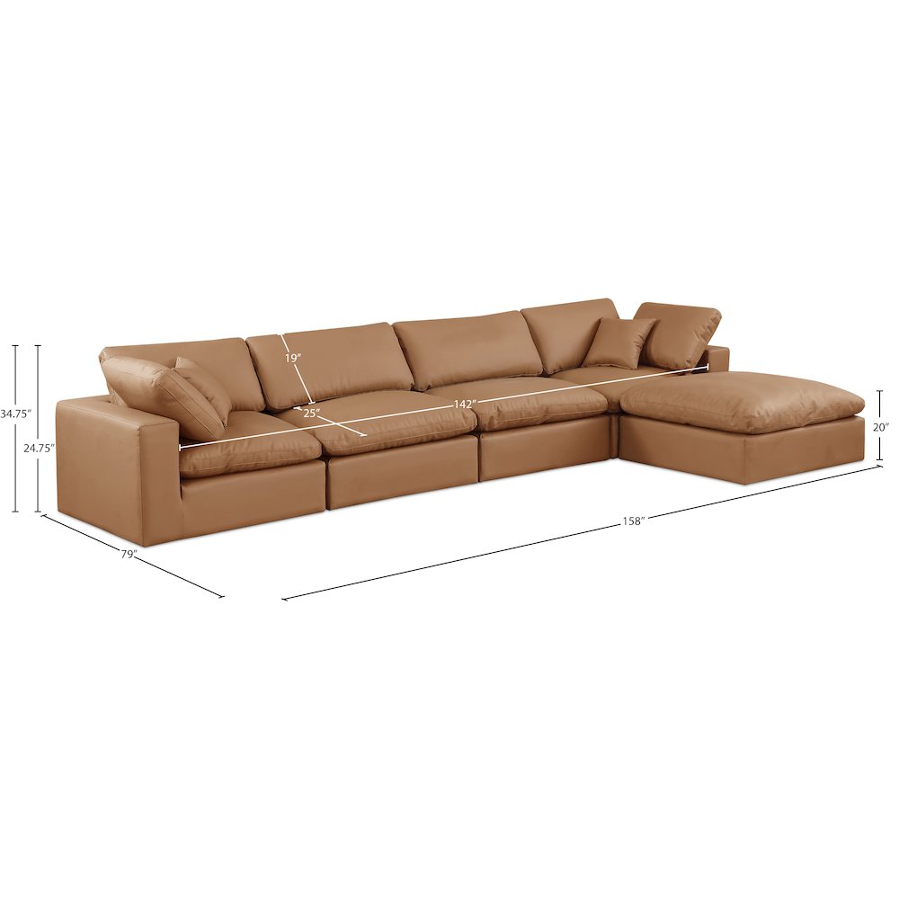 Comfy Cognac Vegan Leather Modular Sectional. Picture 15