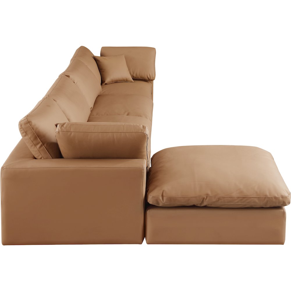 Comfy Cognac Vegan Leather Modular Sectional. Picture 10
