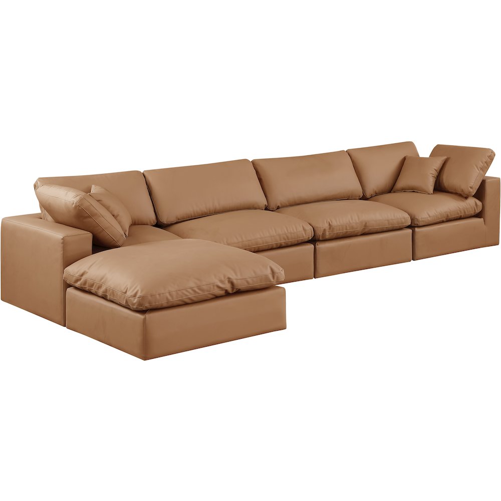 Comfy Cognac Vegan Leather Modular Sectional. Picture 2
