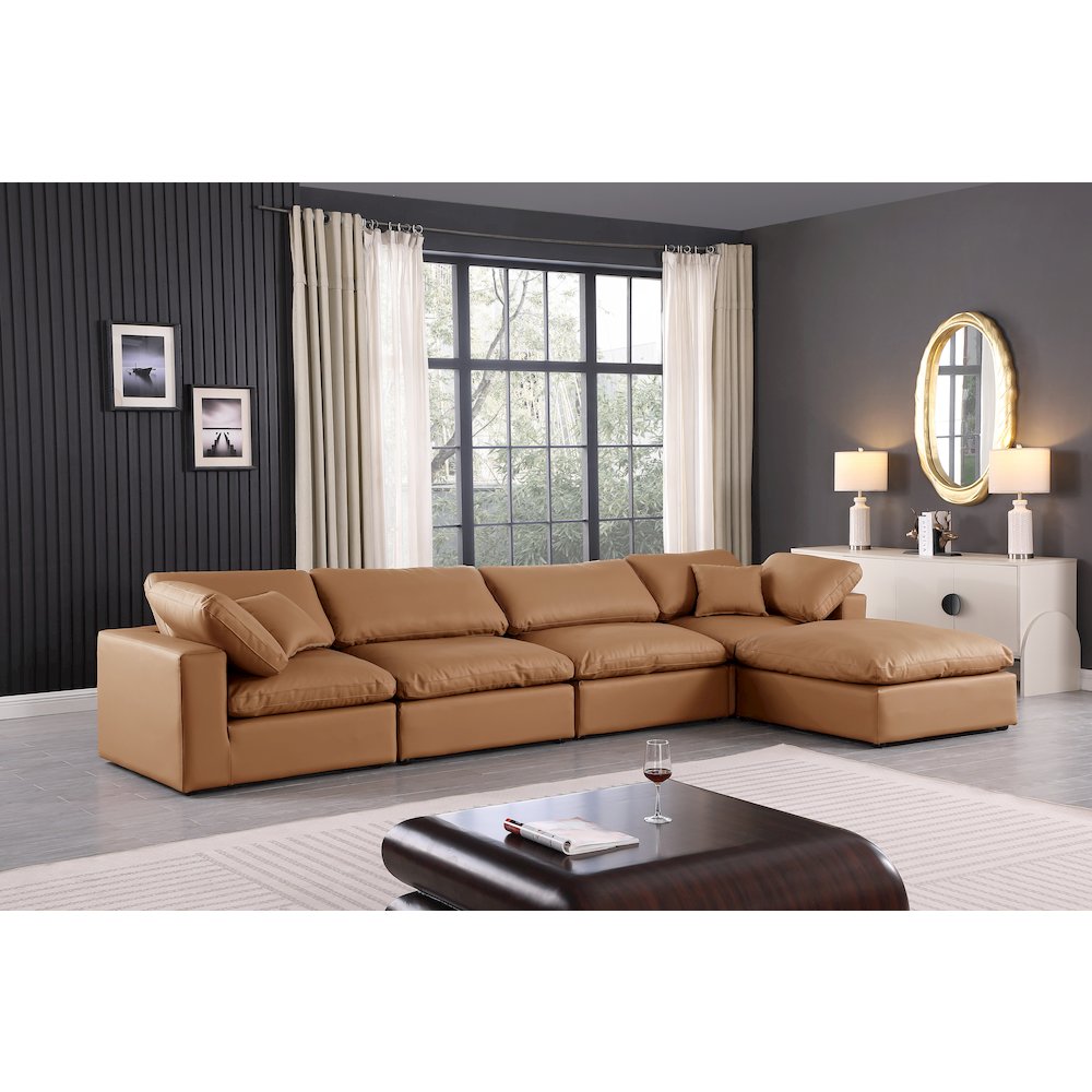 Comfy Cognac Vegan Leather Modular Sectional. Picture 3