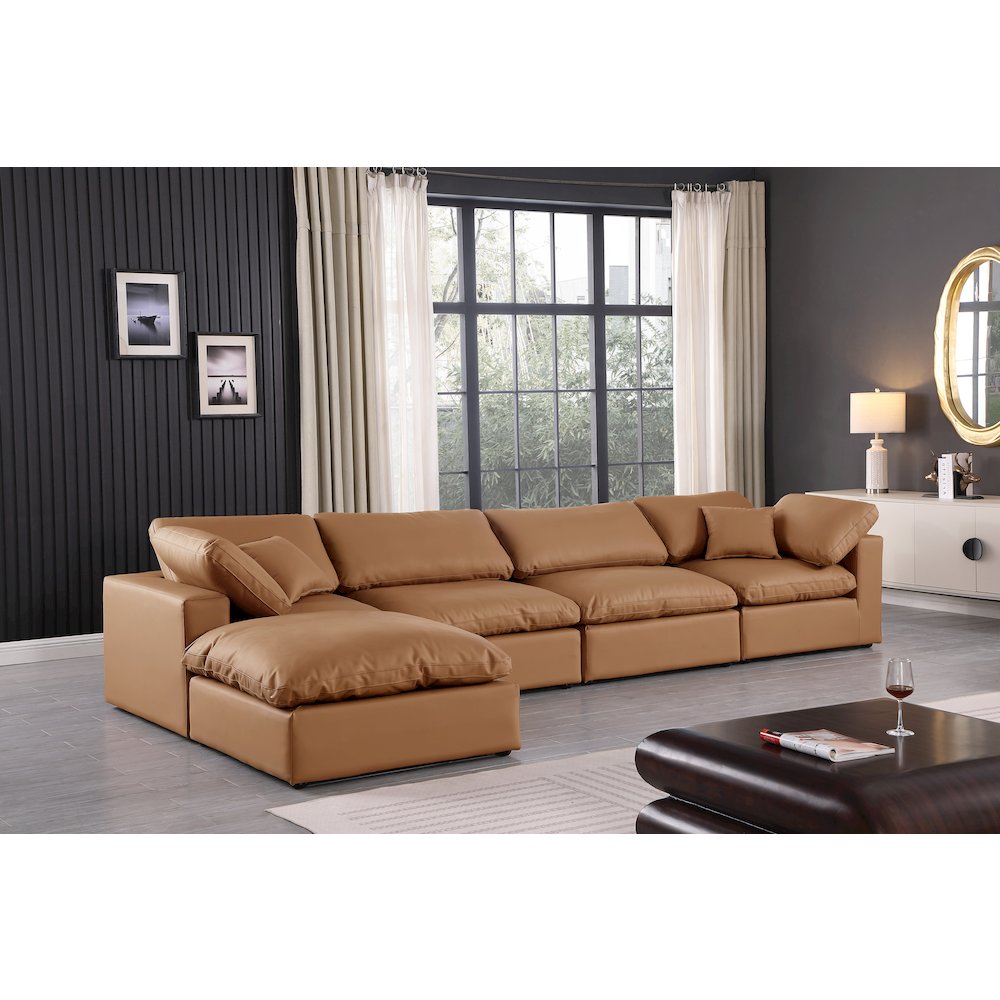 Comfy Cognac Vegan Leather Modular Sectional. Picture 4