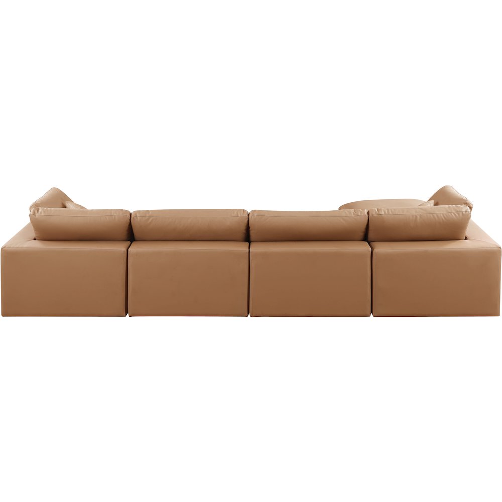 Comfy Cognac Vegan Leather Modular Sectional. Picture 6