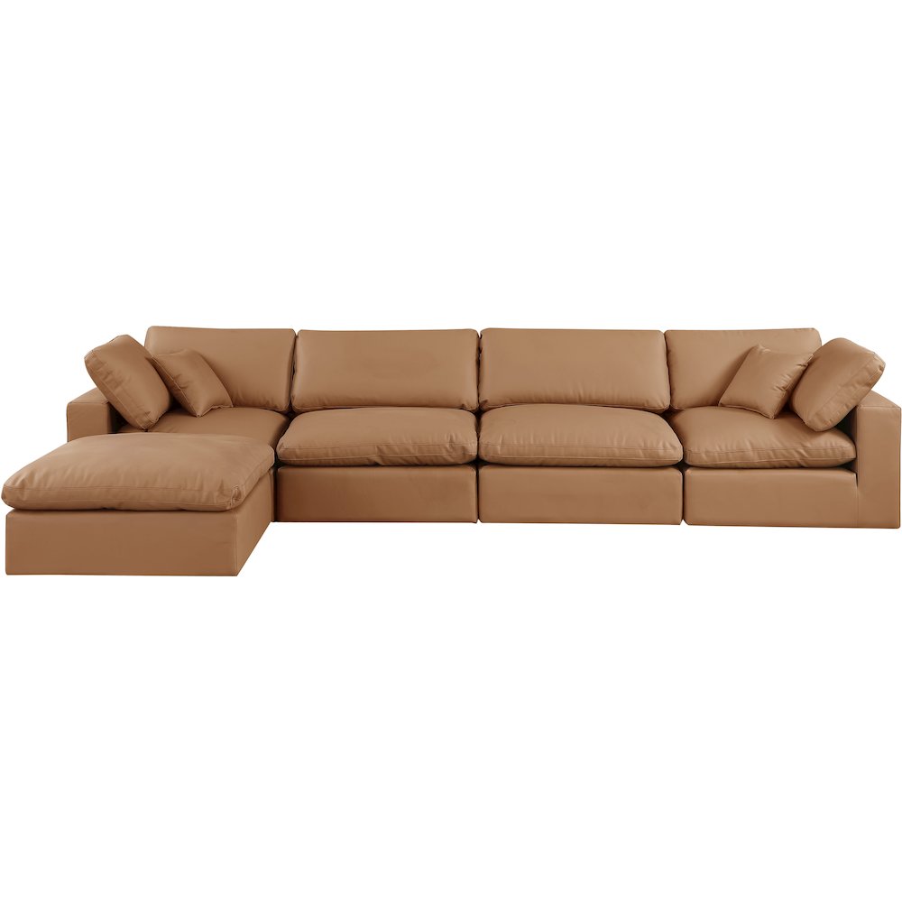 Comfy Cognac Vegan Leather Modular Sectional. Picture 7