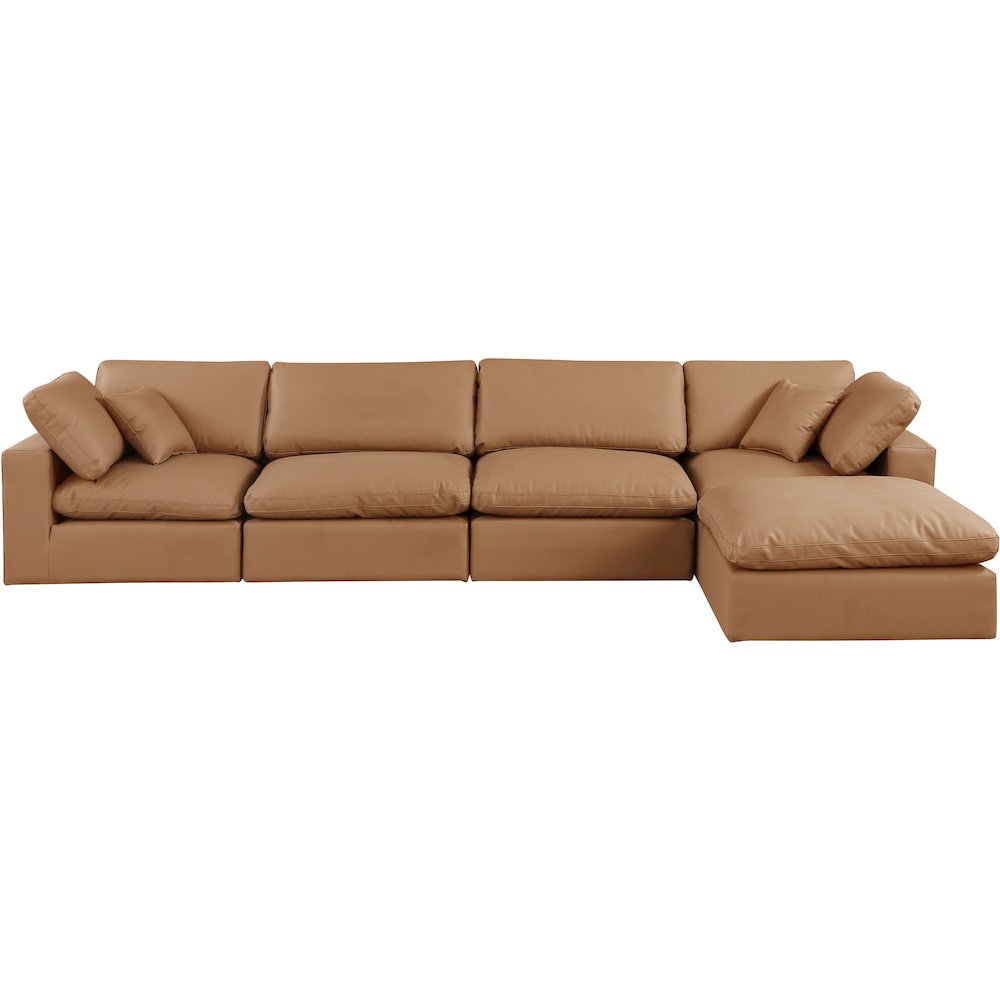 Comfy Cognac Vegan Leather Modular Sectional. Picture 8