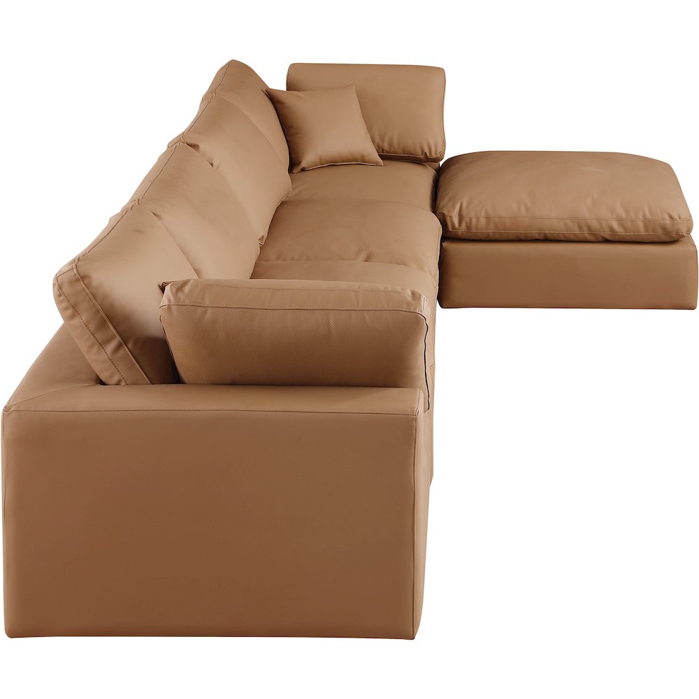 Comfy Cognac Vegan Leather Modular Sectional. Picture 9